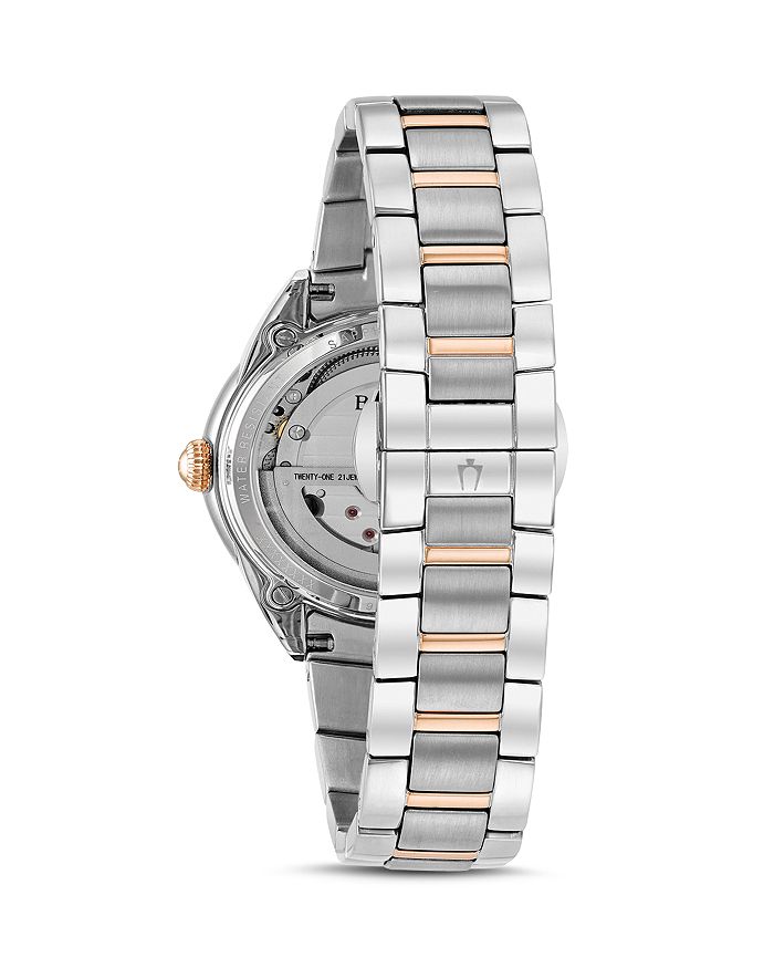 Shop Bulova Two-tone Automatic Watch, 34.5mm In White/rose