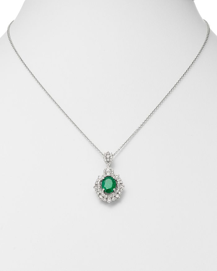 Shop Bloomingdale's Emerald & Diamond Pendant Necklace In 14k White Gold, 18 - 100% Exclusive In Green/white