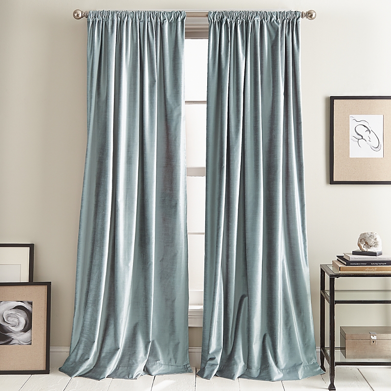 Dkny Modern Knotted Velvet 108 X 50 Window Panel, Pair In Aqua