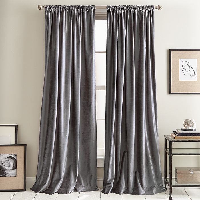 Dkny Modern Knotted Velvet 108" X 50" Window Panel, Pair In Charcoal