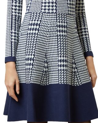 houndstooth fit and flare dress Theory Charcoal Plaid and Houndstooth Knit Dress, 6 – Second Serve Resale main image 0
