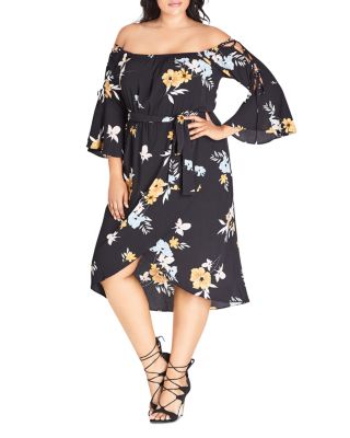 city chic off the shoulder dress