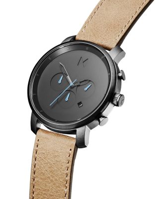 Chrono Tan Leather Strap &amp; Gray Dial Chronograph, 45mm