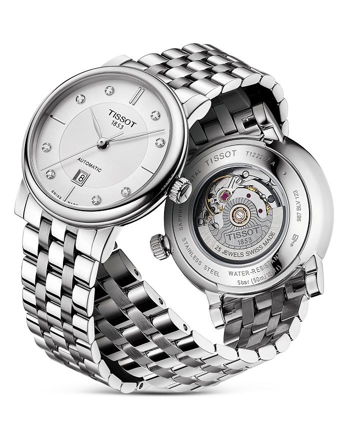 Shop Tissot Carson Automatic Lady Watch, 30mm In White/silver