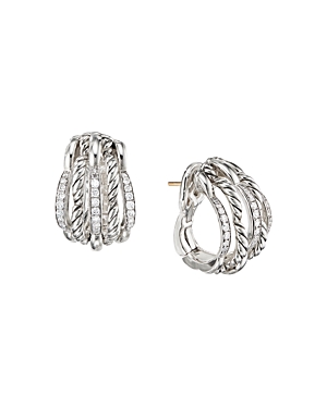 David Yurman Tides Shrimp Earrings in Sterling Silver with Diamonds
