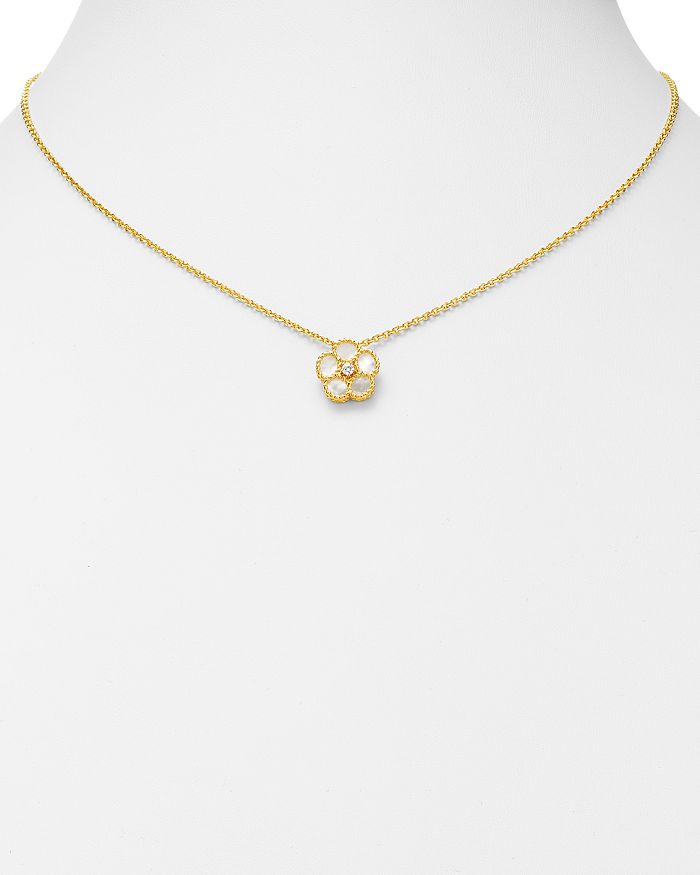 Shop Roberto Coin 18k Yellow Gold Daisy Mother-of-pearl & Diamond Pendant Necklace, 16 - 100% Exclusive In White/gold