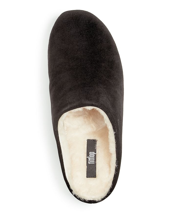 Fitflop Chrissie Shearling Womens Black Slippers - Atterley In Black