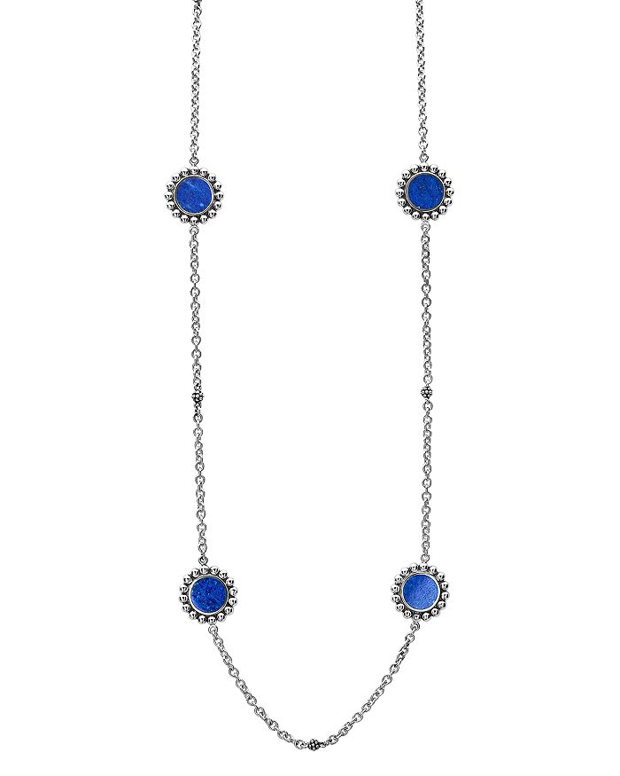 LAGOS STERLING SILVER MAYA LAPIS STATION NECKLACE, 34,04-81105-L34