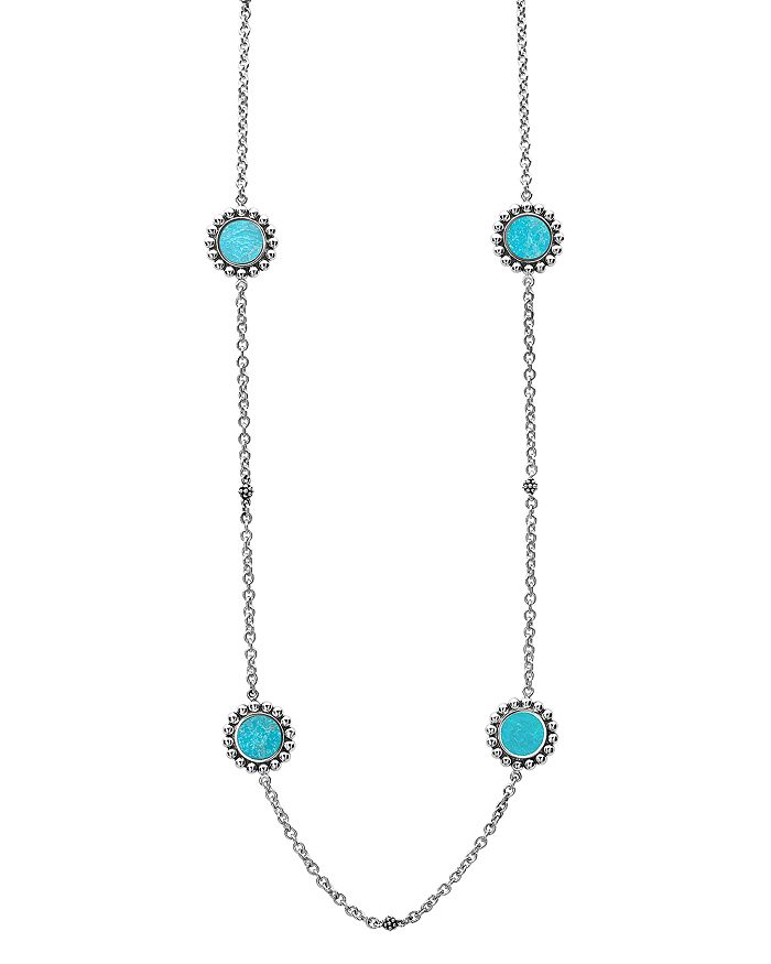 LAGOS STERLING SILVER MAYA TURQUOISE STATION NECKLACE, 34,04-81105-T34