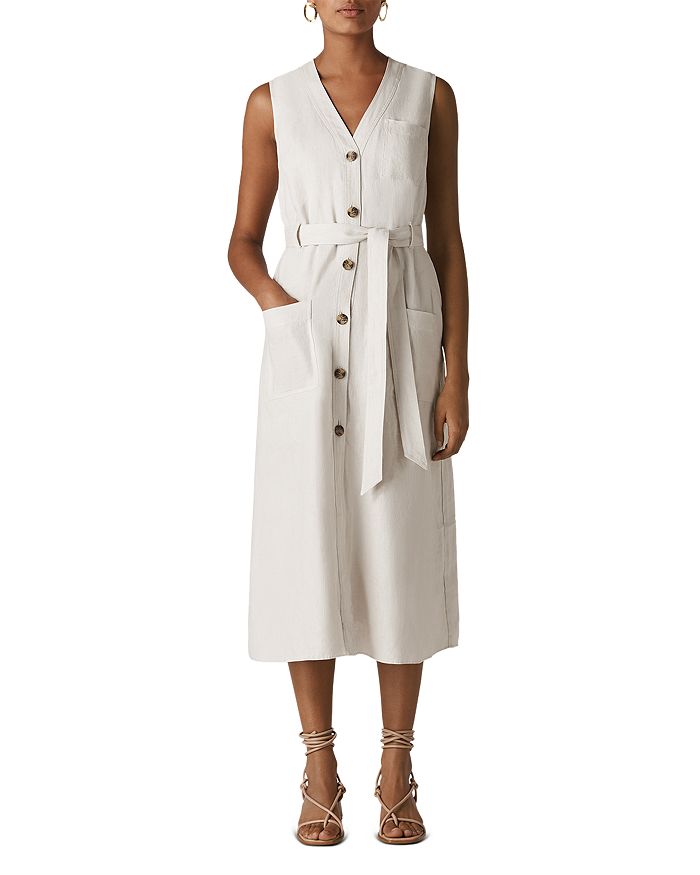 Whistles Belted Midi Dress In Neutral