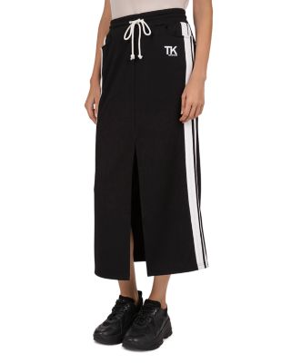 The Kooples - Striped Logo Lettered Midi Skirt