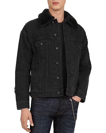 The Kooples Denim Jacket with Faux-Fur Collar | Bloomingdale's