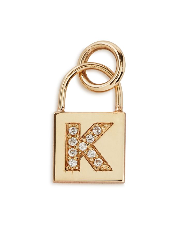 Zoë Chicco 14k Yellow Gold Initial Padlock Charm With Diamonds In K/gold