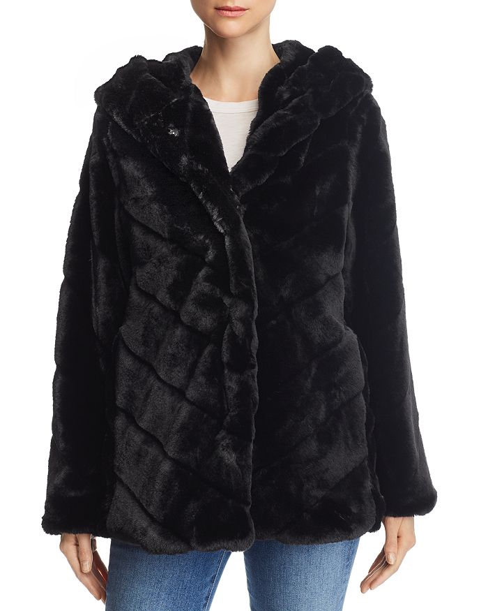 Apparis Genevieve Hooded Faux-fur Coat - 100% Exclusive In Black | ModeSens