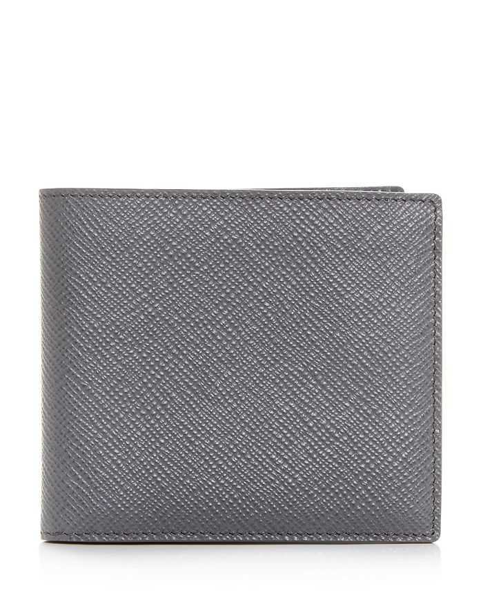 Smythson Leather Bi-fold Wallet In Smoke