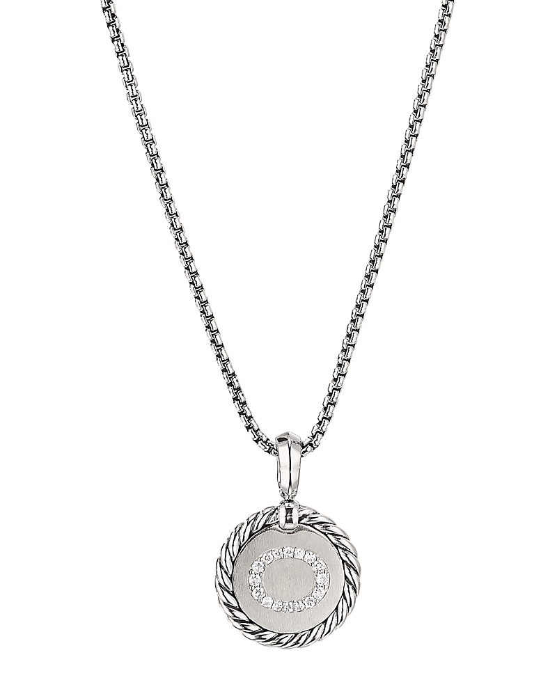 David Yurman Sterling Silver Cable Collectibles Initial Charm Necklace with Diamonds, 18