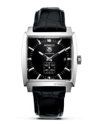 TAG Heuer "Monaco" Square Watch With Alligator Strap, 37mm | Bloomingdale's