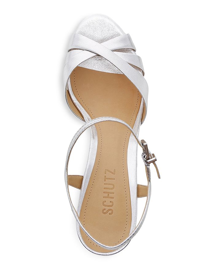 Shop Schutz Women's Keefa High-heel Platform Sandals In Prata Silver Leather