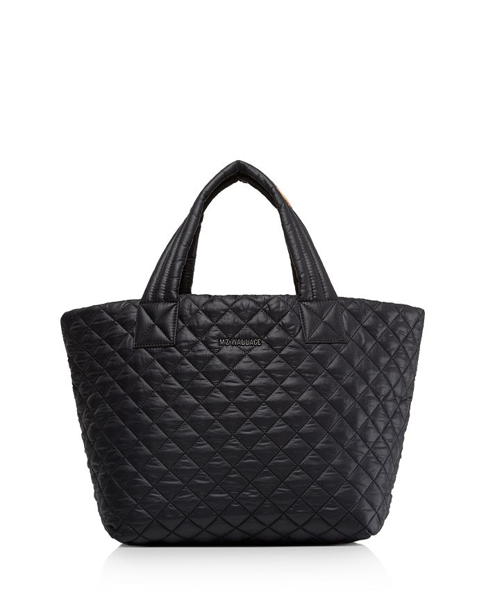 Mz Wallace Womens Black Rec Metro Mini Quilted Nylon Tote Bag In Black/black