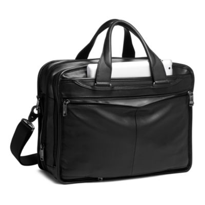 Alpha 3 Leather Expandable Organizer Laptop Brief