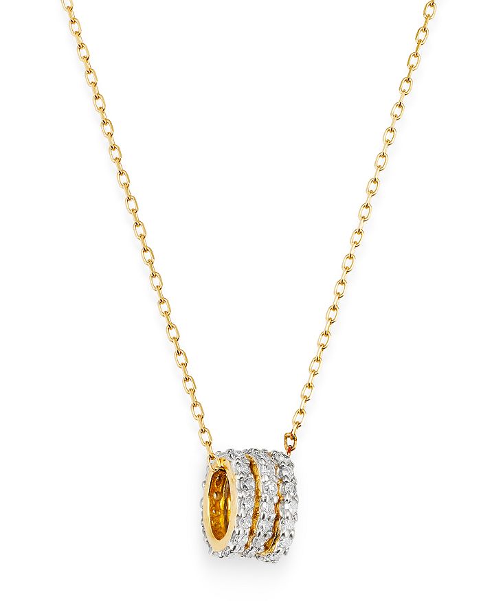Adina Reyter 14k Yellow Gold Tiny Pave Diamond Beads Pendant Necklace, 16 In White/gold
