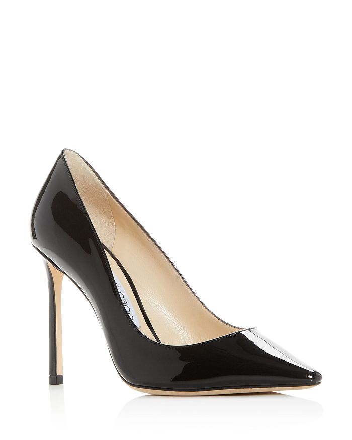 Shop Jimmy Choo Women's Romy 100 Pointed-toe Pumps In Black Patent Leather