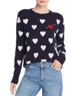 Minnie Rose Embellished Intarsia-Heart Cashmere Sweater | Bloomingdale's