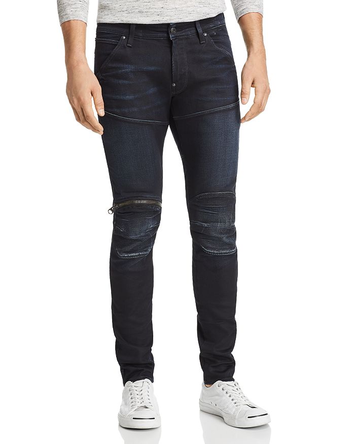 G-STAR RAW 5620 3D Knee Zip Skinny Fit Jeans in Dark Aged | Bloomingdale's