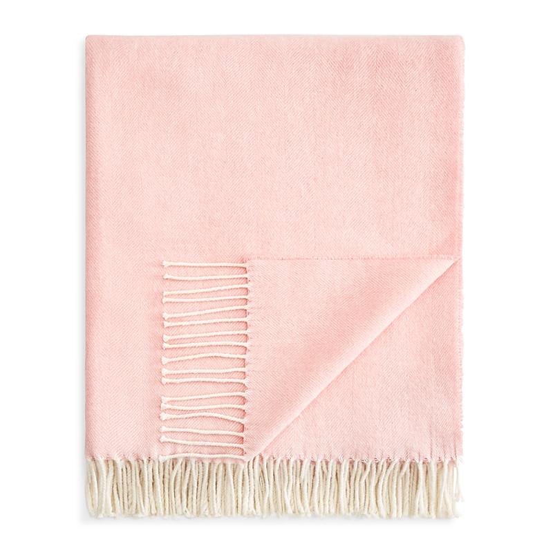 Lands Downunder Landsdown Under Herringbone Cotton Blend Throw In Blush