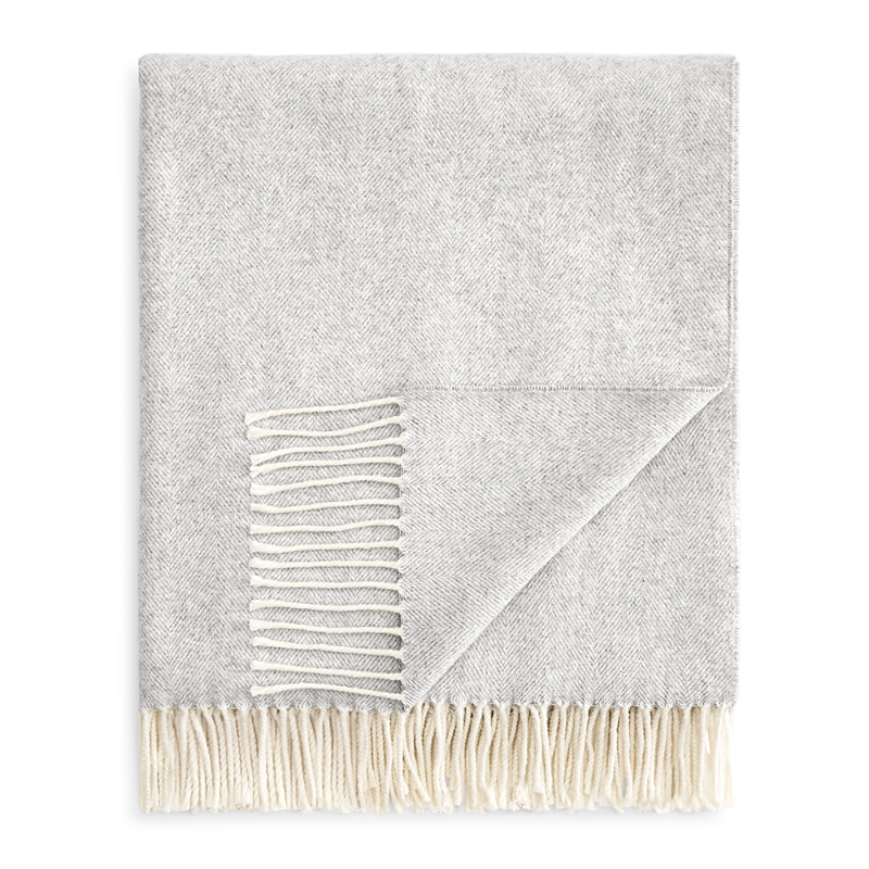 Lands Downunder Landsdown Under Herringbone Cotton Blend Throw In Light Gray