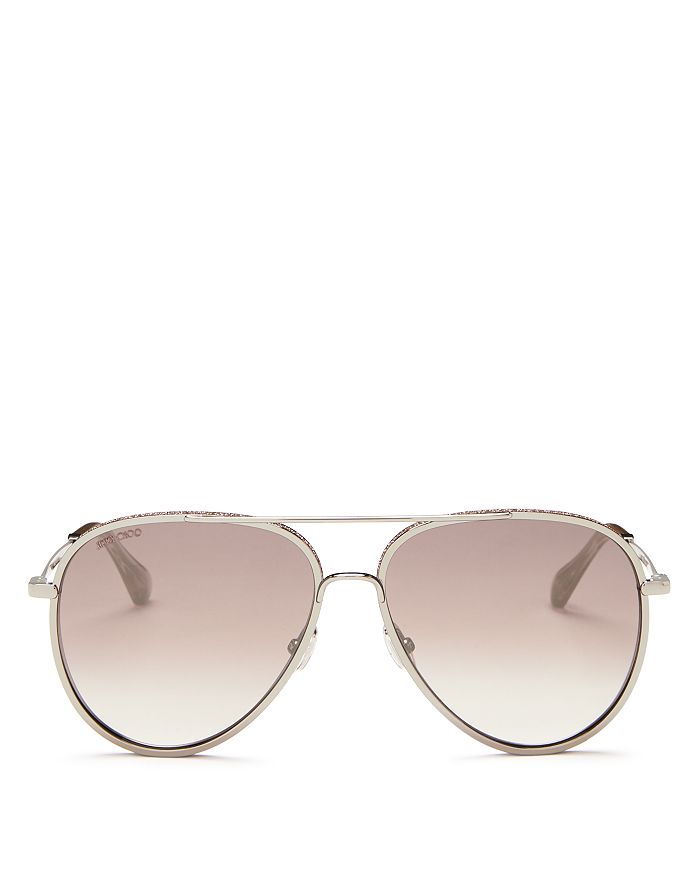 Jimmy Choo Women's Triny Brow Bar Aviator Sunglasses, 59mm In Silver/brown Mirror