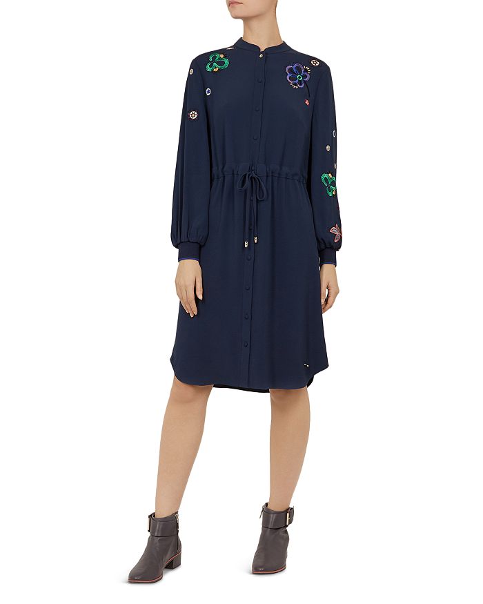 TED BAKER COLOUR BY NUMBERS DIOSS EMBROIDERED SHIRT DRESS,WMD-DIOSS-WH9W