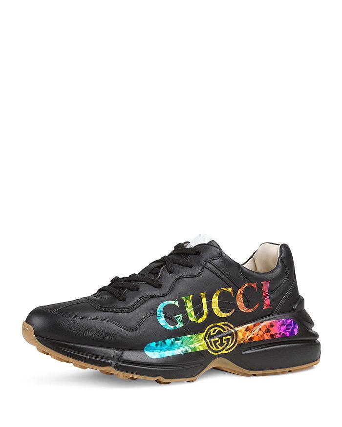 Gucci Men's Rhyton Rainbow Logo Leather Sneakers | Bloomingdale's
