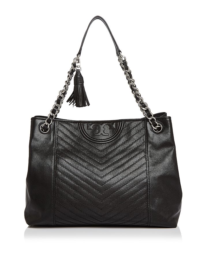 Tory Burch Fleming Large Distressed Leather Tote Bag In Black ModeSens