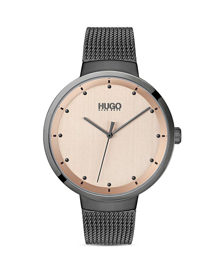 Hugo #go Mesh Bracelet Watch, 38mm In Carnation/gray
