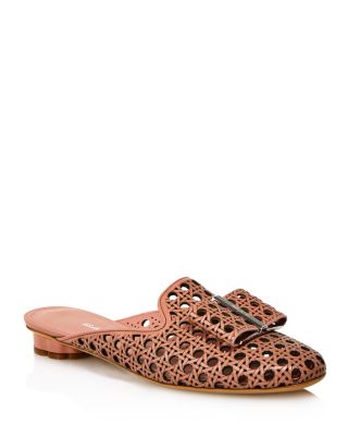 Sciacca Woven Leather Flower Heel Mules 