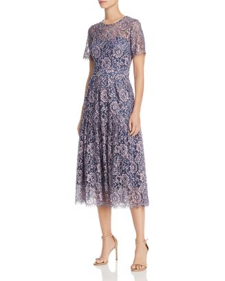 Eliza J Short Sleeve Fit & Flare Lace Dress | Bloomingdale's