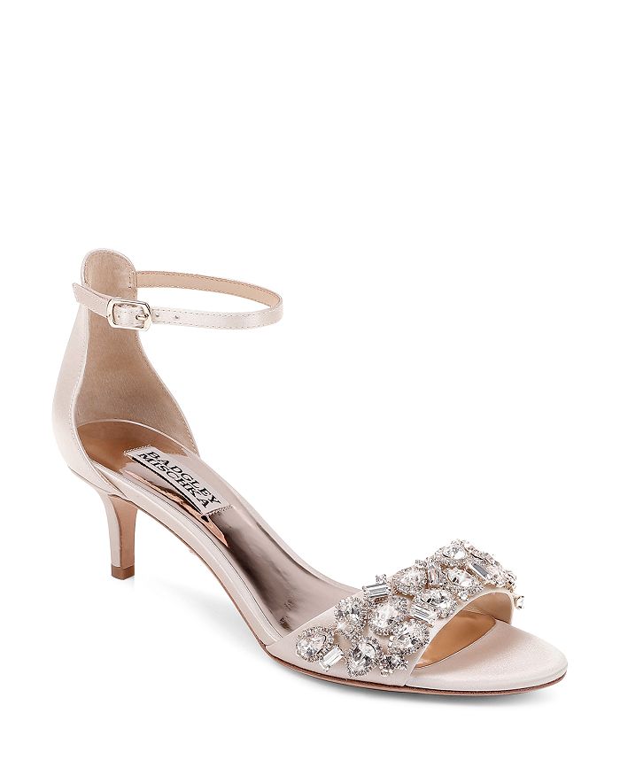 Badgley Mischka Women s Lara Embellished Kitten Heel Sandals