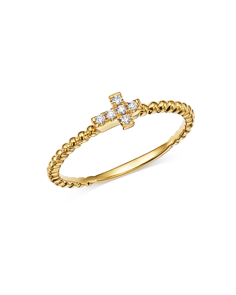 Bloomingdale's Fine Collection Diamond Cross Band in 14K Yellow Gold, 0.05 tcw
