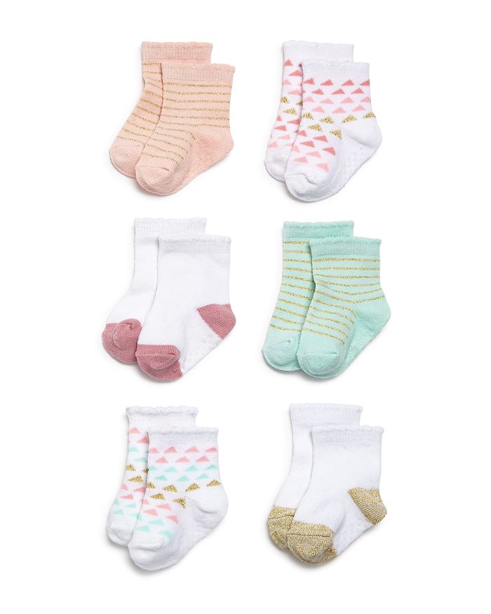 Aden And Anais Girls' 6-pair Stipple Socks Set - Baby In Pink