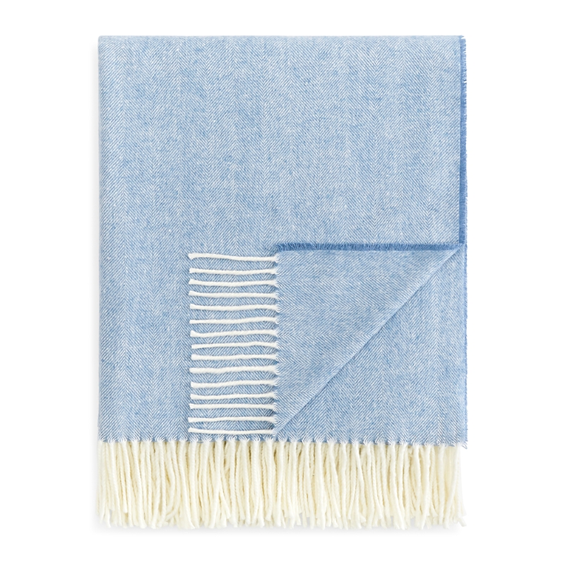 Lands Downunder Landsdown Under Herringbone Cotton Blend Throw In Chambray