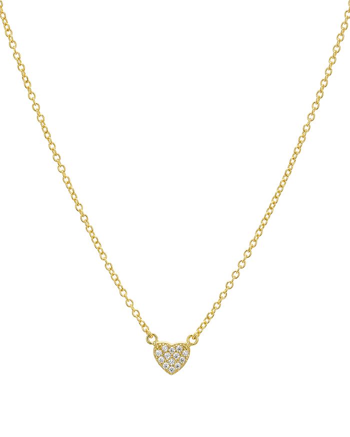 Aqua Small Embellished Heart Pendant Necklace In 14k Gold-plated Sterling Silver Or Sterling Silver, 16 -