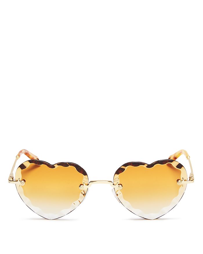 Chloé Women's Rosie Heart Sunglasses, 55mm In Gold/brick Gradient