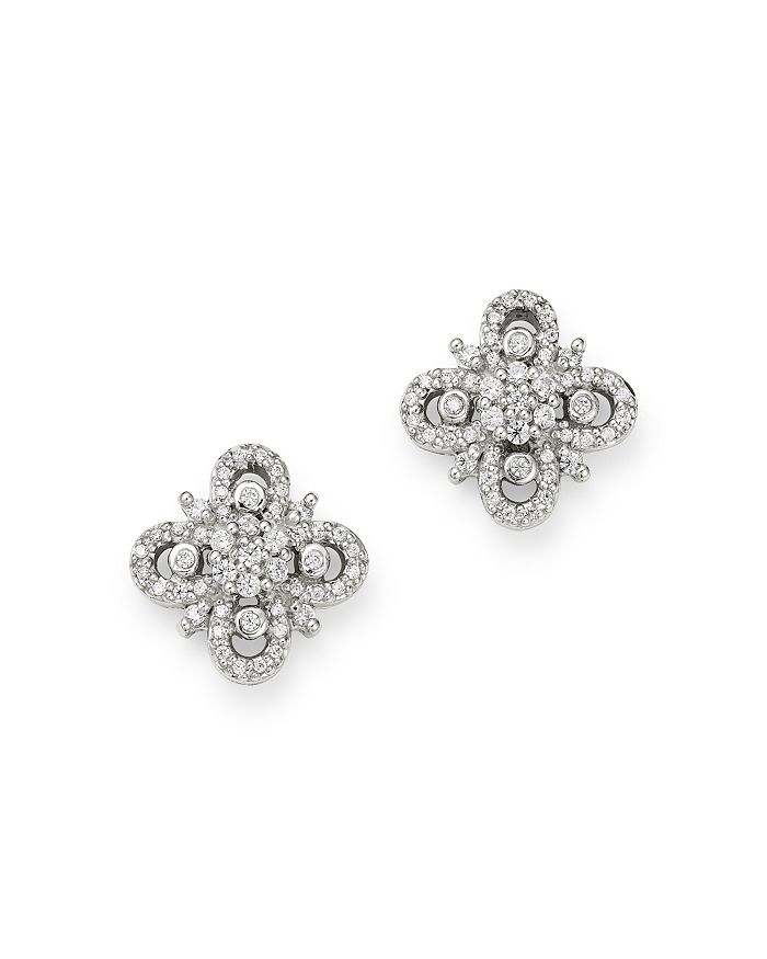 Bloomingdale's Diamond Clover Stud Earrings in 14K White Gold, 0.30 ct ...