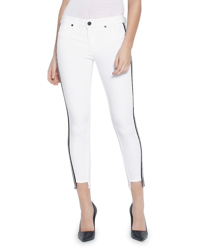 White jeans with side stripe clearance