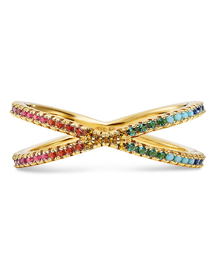 MICHAEL KORS PAVE RAINBOW NESTING RING IN 14K GOLD-PLATED STERLING SILVER,MKC1112AY