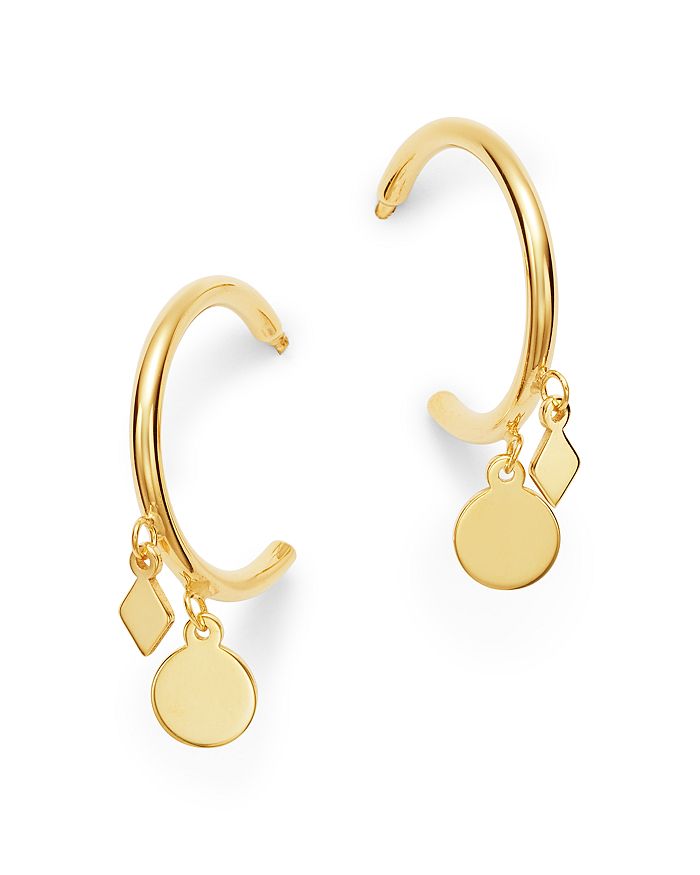 Moon & Meadow Charm J-hoop Earrings In 14k Yellow Gold - 100% Exclusive
