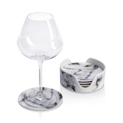 Marble Venice Fog Coasters &amp; Holder, Set of 4