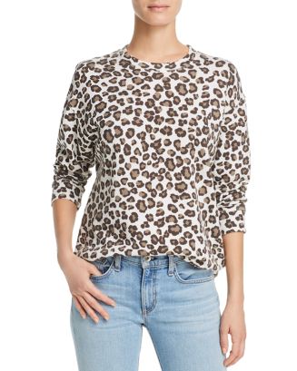 Monrow Leopard Print Seamed Sweatshirt | Bloomingdale's