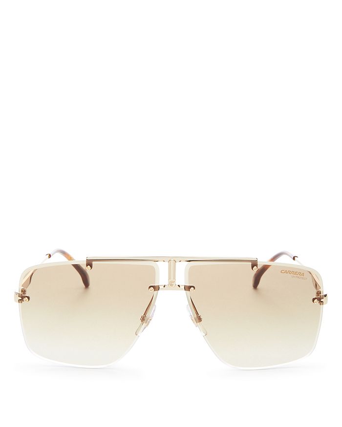 Shop Carrera Men's Rimless Aviator Sunglasses, 73mm In Gold/brown Gradient